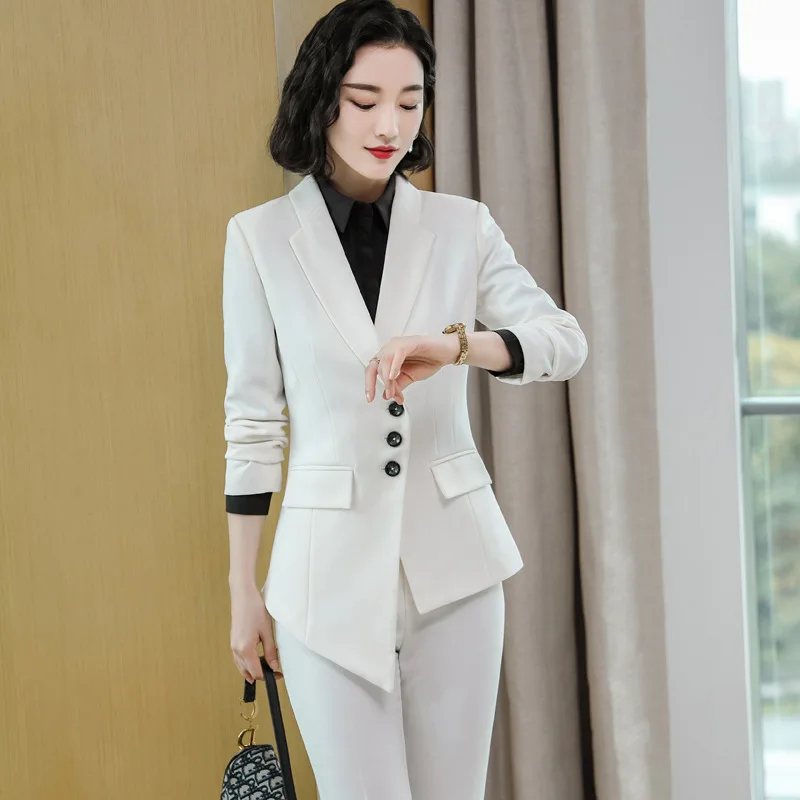 Office Pant Suit Women's Autumn New Elegant Irregular Blazer Trousers Set Suit Teacher Manager Overalls Business Suits Ladies
Office Pant Suit Women's Autumn New Elegant Irregular Blazer Trousers Set Suit Teacher Manager Overalls Business Suits Ladies