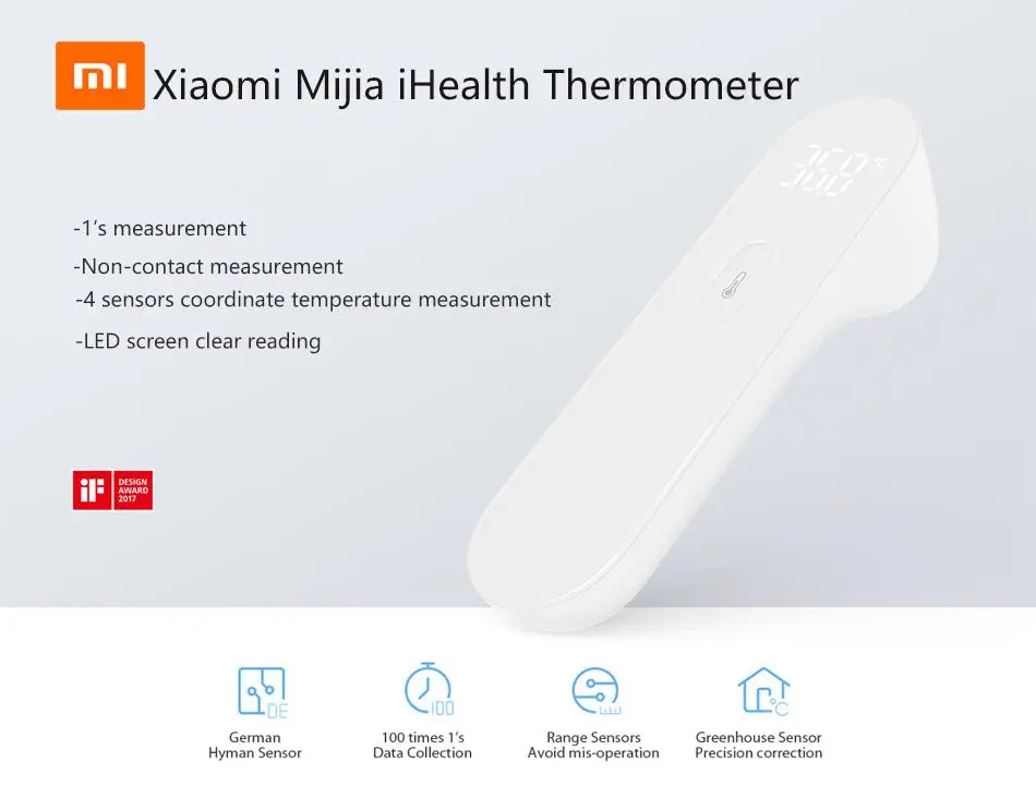 Gadgetoo Xiaomi Mijia Ihealth Infrared Thermometer Accurate Digital Led Display Thermometer