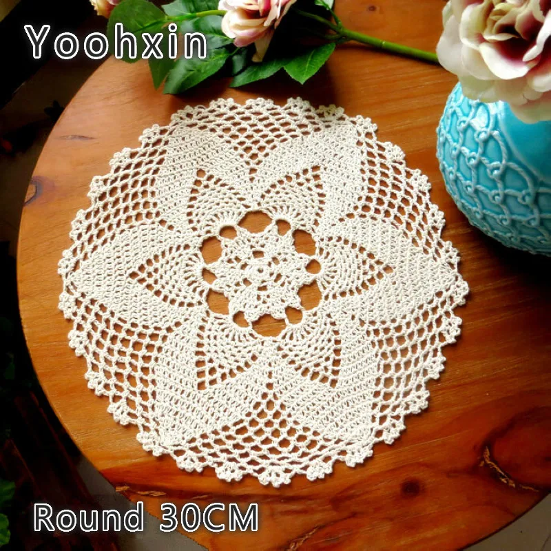 Фото Modern Luxury Cotton Crochet Table Mats Christmas Placemats Coffee Mug Drink Coasters Cup Napkins Doily For Weddings Decorations | Дом и сад