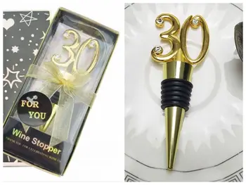 

(25 Pcs/lot) 30 design Red Wine Bottle Stopper Favors for 30th birthday Party Favors and 30th Wedding reception gifts for guests