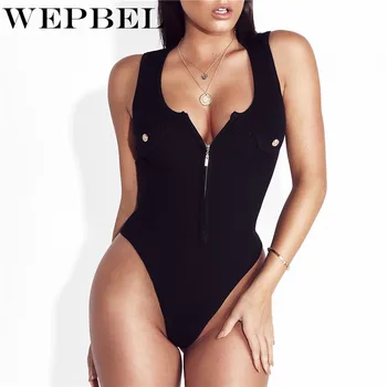 WEPBEL Striped Bodysuit Sheer Solid Sexy Smooth Fiber Zipper Sleeveless V-Neck Jumpsuit
WEPBEL Striped Bodysuit Sheer Solid Sexy Smooth Fiber Zipper Sleeveless V-Neck Jumpsuit