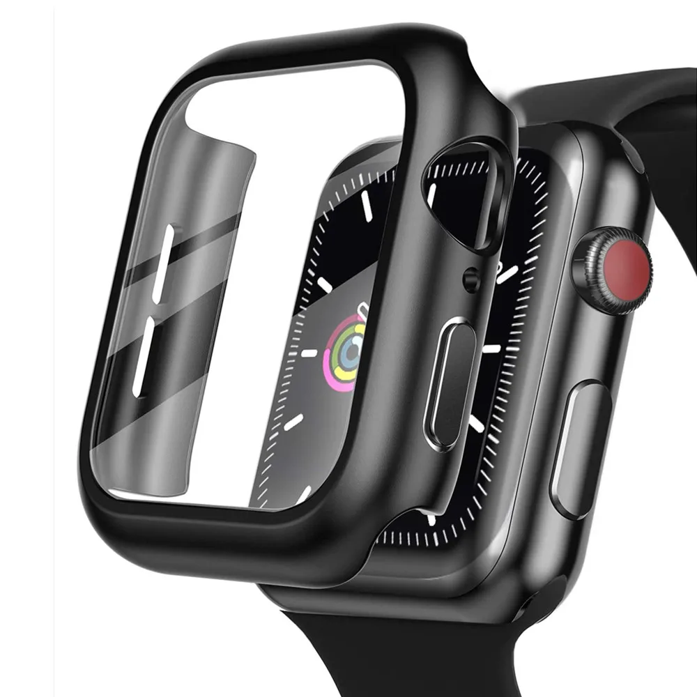 Стекло + чехол для Apple Watch серии 6 5 4 3 SE 44 мм 40 наручных часов iWatch 42 38 версия Экран