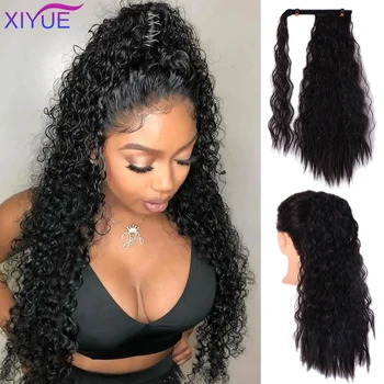 XIYUE Long Afro Ponytail Synthetic Hairpiece Wrap on Clip Hair Extensions Corn Wavy Pony Tail Kiny Curly Hair Headwear
XIYUE Long Afro Ponytail Synthetic Hairpiece Wrap on Clip Hair Extensions Corn Wavy Pony Tail Kiny Curly Hair Headwear