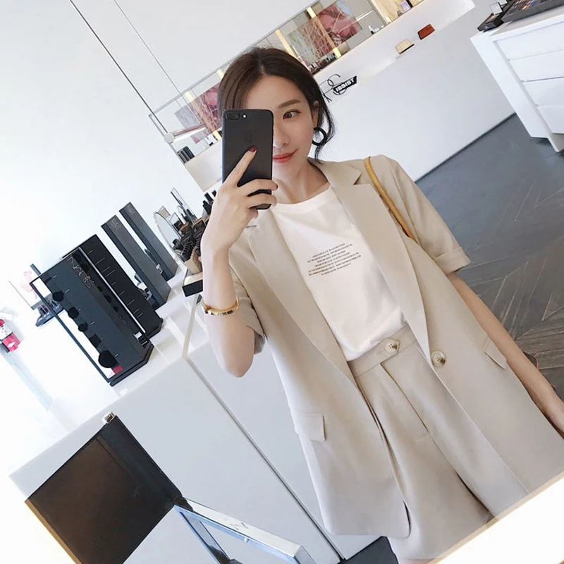 Short Suits for Women Female Pant Suit Casual 2 Piece Set Feminino Summer Autumn Full Sleeve Blazer Jacket & Hot Shorts
Short Suits for Women Female Pant Suit Casual 2 Piece Set Feminino Summer Autumn Full Sleeve Blazer Jacket & Hot Shorts
