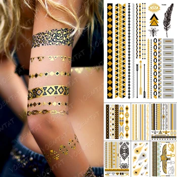 Waterproof Temporary Tattoo Sticker Metal Gold Silver Bracelet Feather Eye Spider Flash Tatto Women Henna Body Art Fake Tatoo
Waterproof Temporary Tattoo Sticker Metal Gold Silver Bracelet Feather Eye Spider Flash Tatto Women Henna Body Art Fake Tatoo