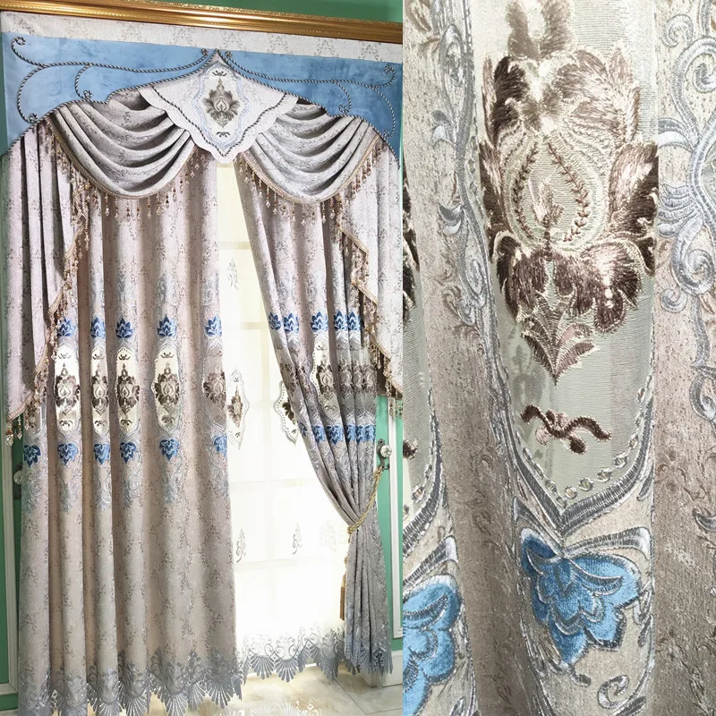 Gray European Style Curtain Living Room Chenille Embroidery Curtain Finished Product Bedroom Curtain Embroidered Window Screen C
Gray European Style Curtain Living Room Chenille Embroidery Curtain Finished Product Bedroom Curtain Embroidered Window Screen C