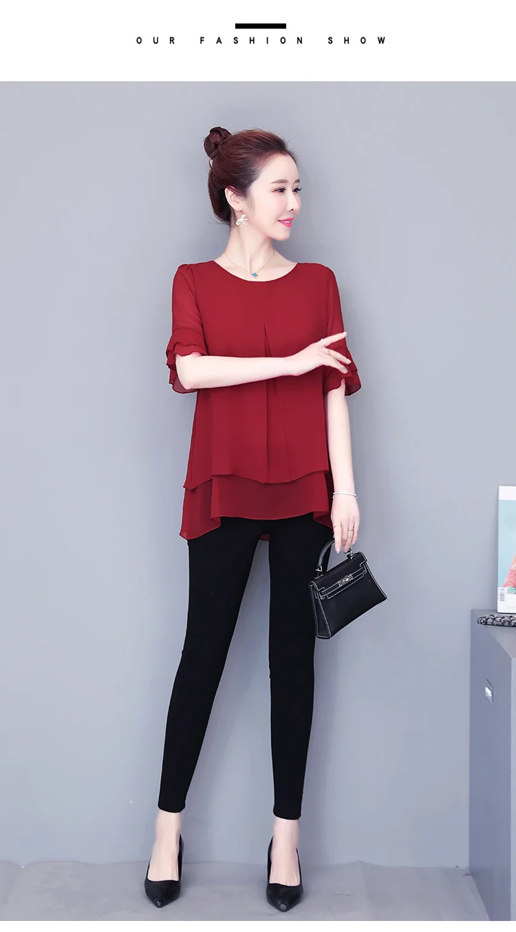 Women Blouses Solid 2020 Summer New Short- Sleeve V-Neck Lace up Shirt Female Chiffon Womens Plus Size Tops Slim Clothing NS4544 Women Blouses Solid 2020 Summer New Short- Sleeve V-Neck Lace up Shirt Female Chiffon Womens Plus Size Tops Slim Clothing NS4544