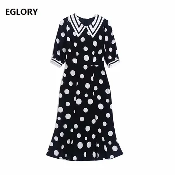 Top Quality Silk Dress 2020 Summer Bodycon Dress Women Turn-down Collar Polka Dot Print 3/4 Sleeve Midi Party Mermaid Dresses
Top Quality Silk Dress 2020 Summer Bodycon Dress Women Turn-down Collar Polka Dot Print 3/4 Sleeve Midi Party Mermaid Dresses