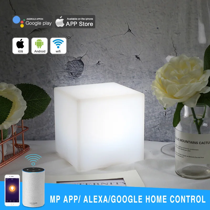 

WiFi Smart Table Lamp Works with Alexa Google Home Voice Control Hand Touch Light RGBW LED Ambient Night Light Controlled by APP