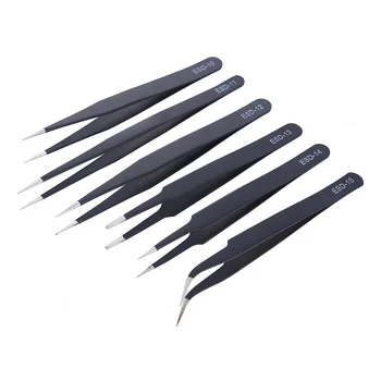 6Pcs Anti-static ESD Stainless Steel Tweezers Maintenance Tools Industrial Precision Curved Straight Tweezers Repair Tools
6Pcs Anti-static ESD Stainless Steel Tweezers Maintenance Tools Industrial Precision Curved Straight Tweezers Repair Tools