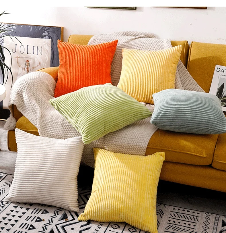 

Striped Corduroy Sofa Bed Cushion Cover 45X45cm Decorative Throw Pillow Case Home Living Room Hotel Office Pillows Cover