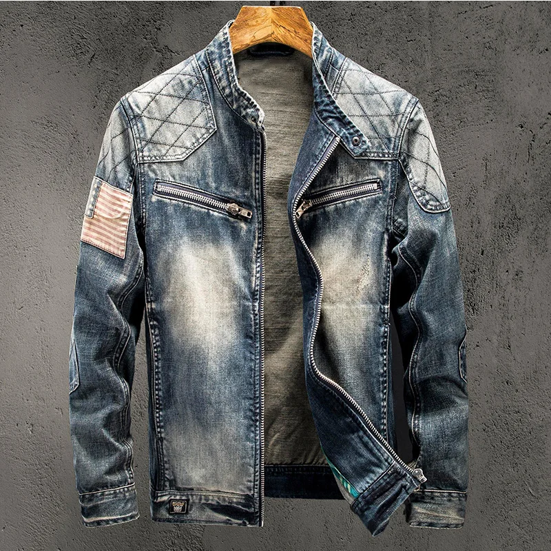 Personality Mens Denim Jacket Overcoats American Style Fashion Mens Denim Jacket Coats Plus Size XXXL Automotive Streetwear A814
Personality Mens Denim Jacket Overcoats American Style Fashion Mens Denim Jacket Coats Plus Size XXXL Automotive Streetwear A814