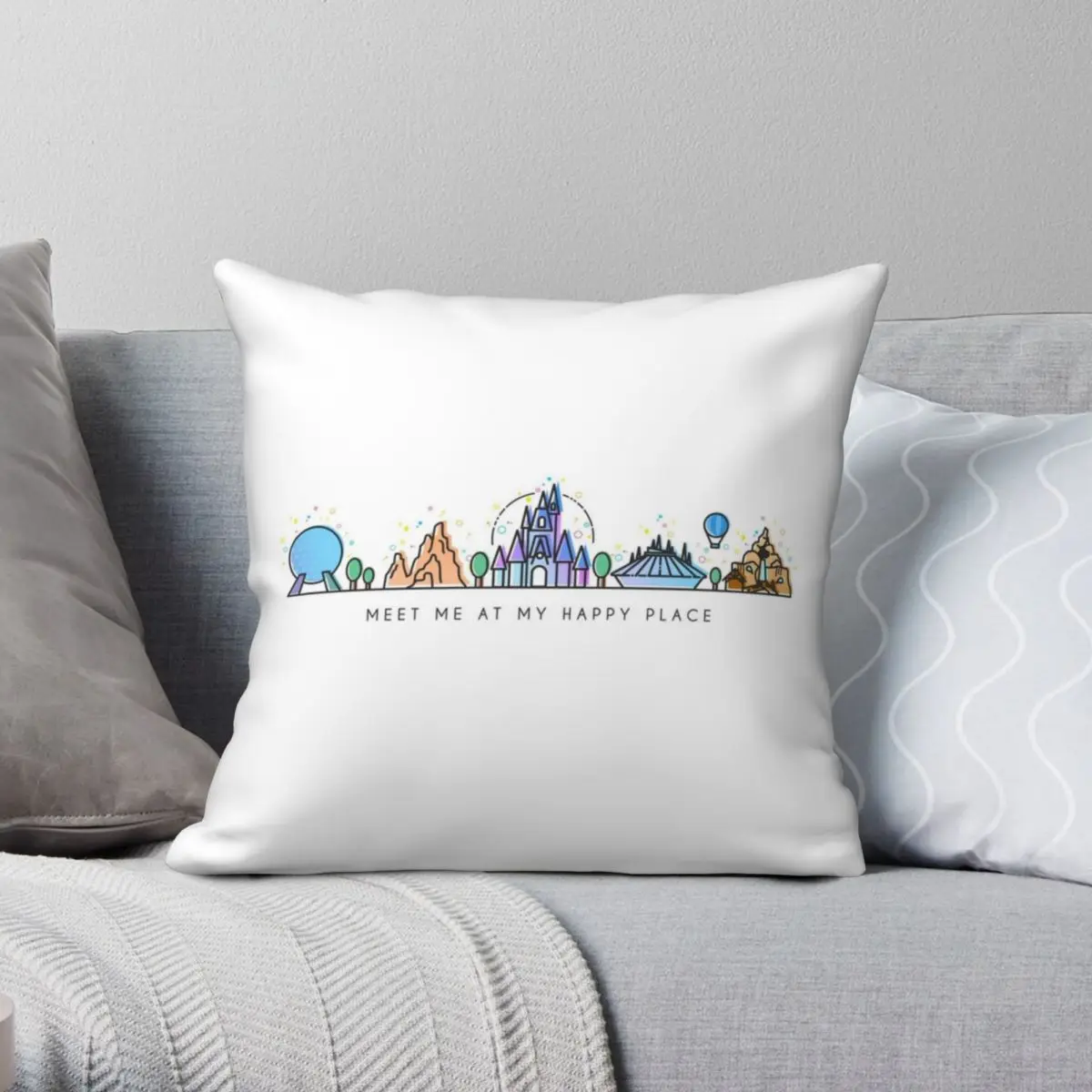 Чехол для подушки Meet Me At My Happy Place Vector Orlando чехол из полиэстера и льна с бархатной