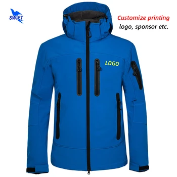 

Customize LOGO Men's Waterproof Softshell Jackets Thermal Fleece Outdoor Hooded Hiking Clothing Ski Trekking Camping Hoodie Coat