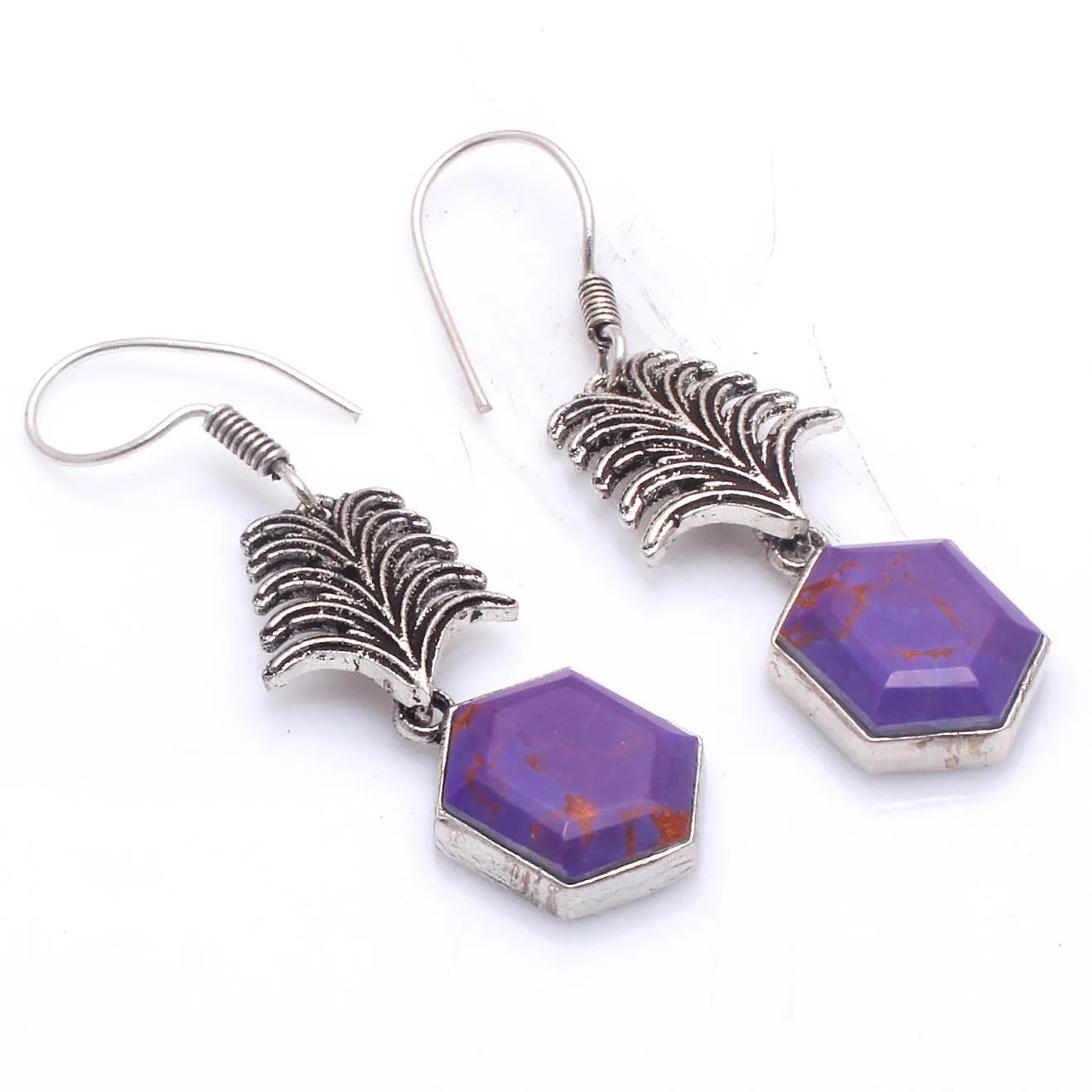Genuine Purple Turquoise Silver Overlay on Copper Earrings ,Hand made Women Jewelry Gift , 55 mm, E5771
Genuine Purple Turquoise Silver Overlay on Copper Earrings ,Hand made Women Jewelry Gift , 55 mm, E5771
