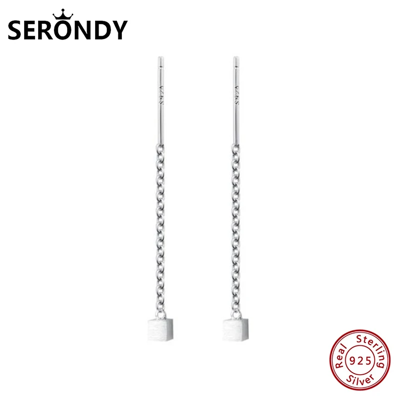 SERONDY Cube Tassel Ear Line 925 Silver Earrings For Women Unusual Jewelry Drop Earring 2020 New Hit Undefined Female ED10947
SERONDY Cube Tassel Ear Line 925 Silver Earrings For Women Unusual Jewelry Drop Earring 2020 New Hit Undefined Female ED10947