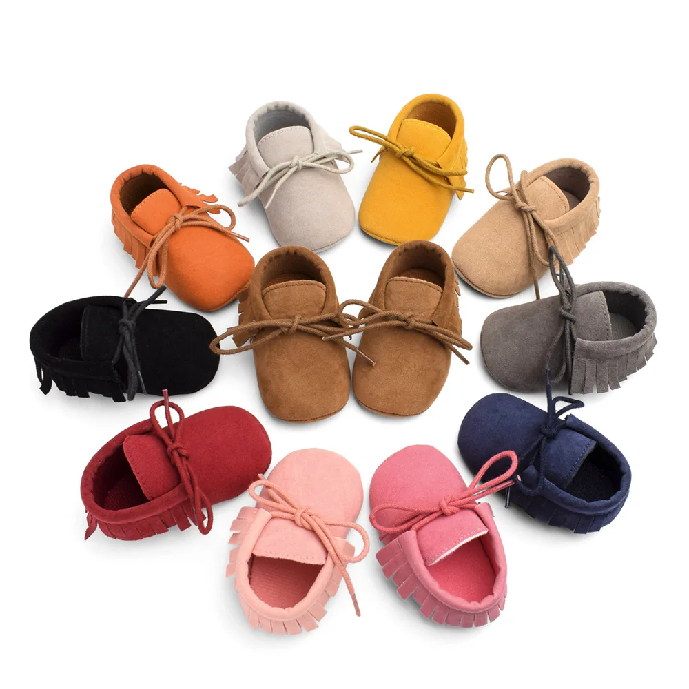 Newborn Baby Moccasins Soft Soled Non-slip Footwear With Fringe Toddler Girl First Walkers Infant Crib Shoes PU Suede |