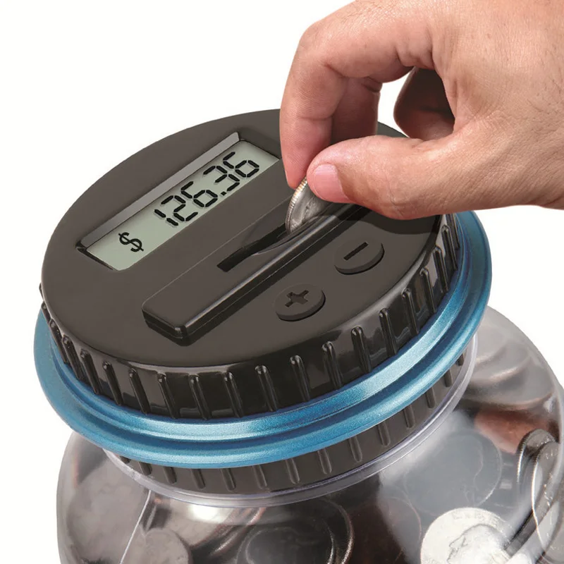 Digital Piggy Bank Coin Savings Counter LCD Counting Money Jar Change Bottle TP899