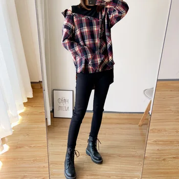 Women Shirt 2019 Autumn and Winter New Women's Clothing Asymmetric Plaid Off-the-shoulder Fake Two-piece Shirt
Women Shirt 2019 Autumn and Winter New Women's Clothing Asymmetric Plaid Off-the-shoulder Fake Two-piece Shirt