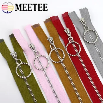 

Meetee 2pcs Close-End 20/30cm Open-End 40-70cm 3# Metal Silver Tooth Zipper DIY Garment Textile Decor Zip Sewing Material ZA088