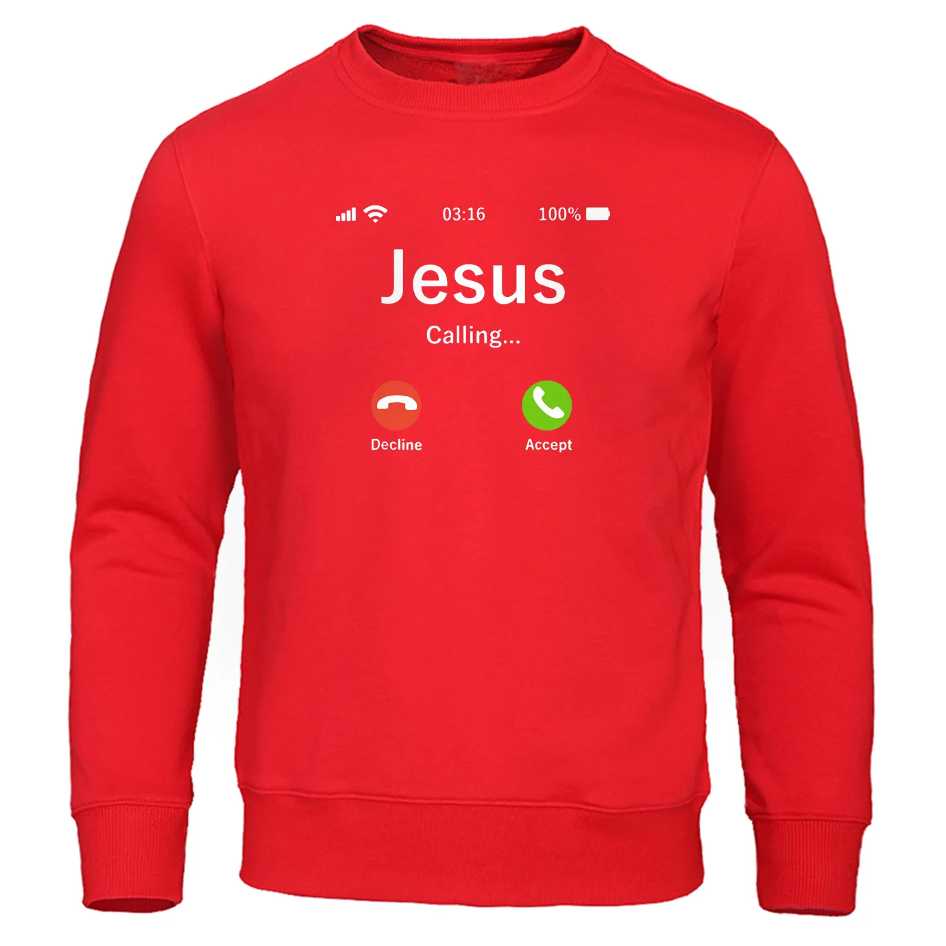 Jesus Men Sweatshirts Funny Calling Accept Or Decline Design That Is Question Man Hoodies Streetwear Autumn Warm Male Pullovers | Мужская
