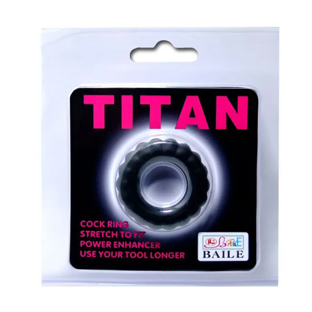Эрекционное кольцо Baile Titan с ребрышками, черный BI-210144 - Baile - Эрекционные кольца - Купить