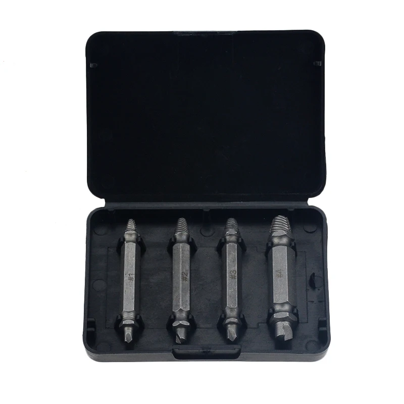 4PCS Damaged Screw Extractor Drill Bits Guide Set Broken Speed Out Easy out Bolt Stud Stripped Screw Remover Tool
4PCS Damaged Screw Extractor Drill Bits Guide Set Broken Speed Out Easy out Bolt Stud Stripped Screw Remover Tool