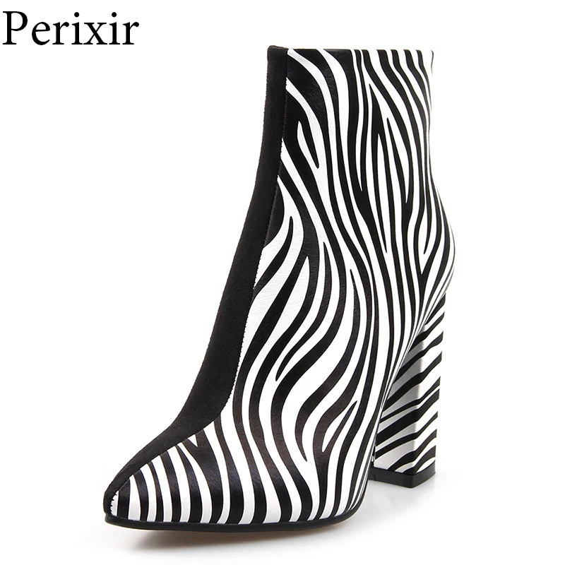 Women Zipper Boots Zebra Print Ankle Boots Square Heel Fashion Pointed Toe Ladies Mixed Color Sexy Shoes 2019 New Chelsea Boots
Women Zipper Boots Zebra Print Ankle Boots Square Heel Fashion Pointed Toe Ladies Mixed Color Sexy Shoes 2019 New Chelsea Boots