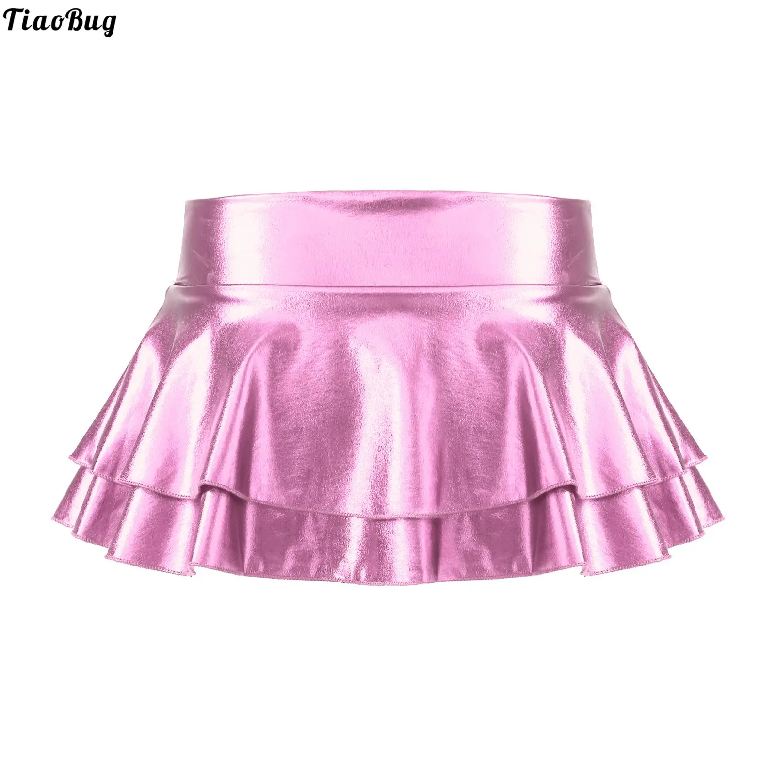 TiaoBug Women Shiny Metallic Low Rise Double Layered Ruffled Mini Skirt Costume For Dance Raves Festivals Stage Performance Club
TiaoBug Women Shiny Metallic Low Rise Double Layered Ruffled Mini Skirt Costume For Dance Raves Festivals Stage Performance Club