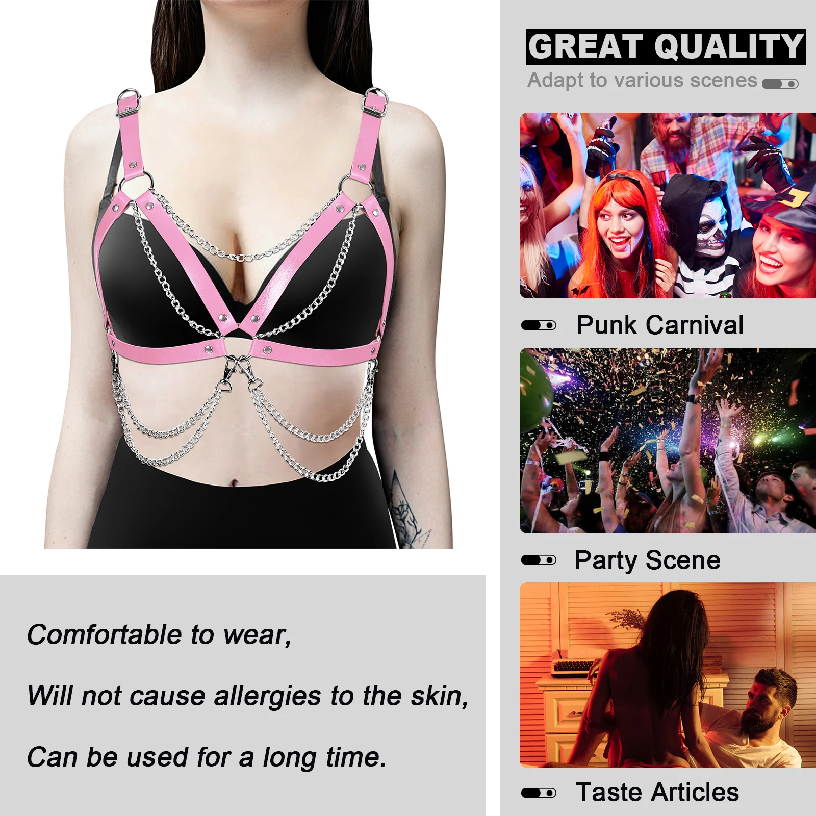 Gothic Sexy Leather Chest Restraint Cupless Bra Bondage Harness Punk Body Chain Suspender Sword Belt Fetish Exotic Accessories
Gothic Sexy Leather Chest Restraint Cupless Bra Bondage Harness Punk Body Chain Suspender Sword Belt Fetish Exotic Accessories