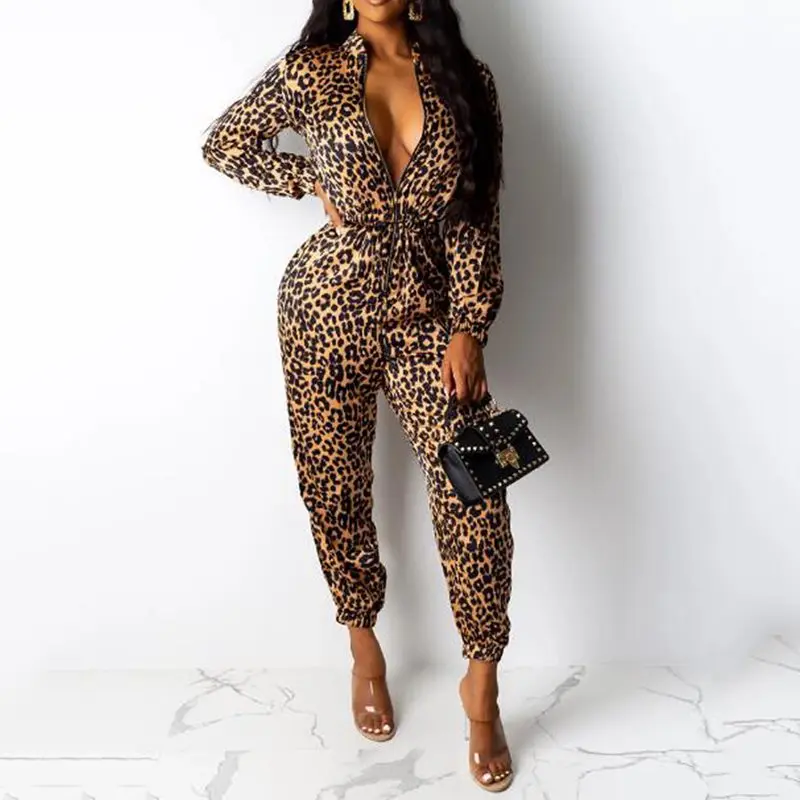 African Style Sexy Leopard Print Zipper Jumpsuit Casual Streetwear Fit And Flare Jumpsuit 2019 Autumn Winter Women Fashion
African Style Sexy Leopard Print Zipper Jumpsuit Casual Streetwear Fit And Flare Jumpsuit 2019 Autumn Winter Women Fashion