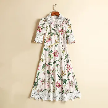 Women Runway Dress 2019 High Quality Peter Pan Collar Short Sleeve Patchwork Lace Floral Print Dresses Casual Dress NP0720N
Women Runway Dress 2019 High Quality Peter Pan Collar Short Sleeve Patchwork Lace Floral Print Dresses Casual Dress NP0720N