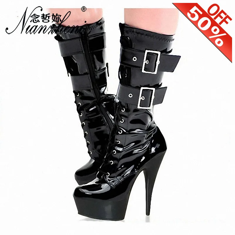 Winter Boots Women Combat Boots Goth Boots 15cm High Heel Boots Mid Calf 8 Inch Narrow Band Buckle Strap Black Gladiator Show
Winter Boots Women Combat Boots Goth Boots 15cm High Heel Boots Mid Calf 8 Inch Narrow Band Buckle Strap Black Gladiator Show