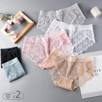 2 Pcs Sexy Lace Panties Women Cotton Crotch Low Waist Underpant Female Seamless Briefs Intimate Lingerie Hollow Temptation 
2 Pcs Sexy Lace Panties Women Cotton Crotch Low Waist Underpant Female Seamless Briefs Intimate Lingerie Hollow Temptation