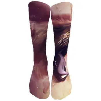 

KYKU Brand Lion Socks Men Animal Stocking Printed Anime Sock 3d Nebula Funny Print Colorful Socks Animal Ladies socks Casual