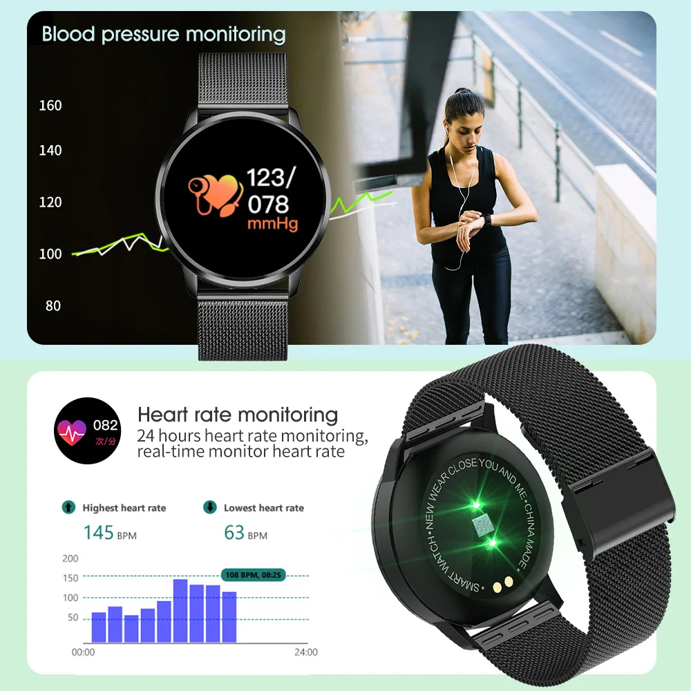 Смартчасы CYUC Q8 OLED дисплей смарт часы женские фитнес трекер датчик сердцебиения