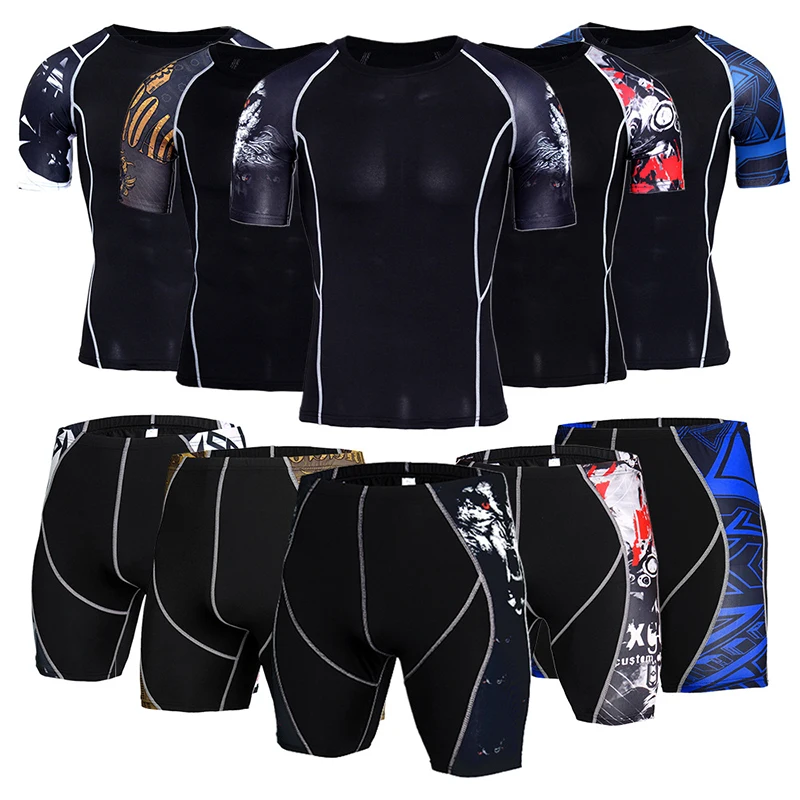 

2pcs/lot Men's Sportswear Summer Suit Quick-drying Short-sleeved T-shirt Shorts Breathable Jogging Workout Running Clothing