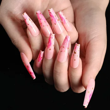 24pcs/box coffin false nails with designs The meat powder is dyed with golden onion Manicure patch wearable full cover nail tips
24pcs/box coffin false nails with designs The meat powder is dyed with golden onion Manicure patch wearable full cover nail tips