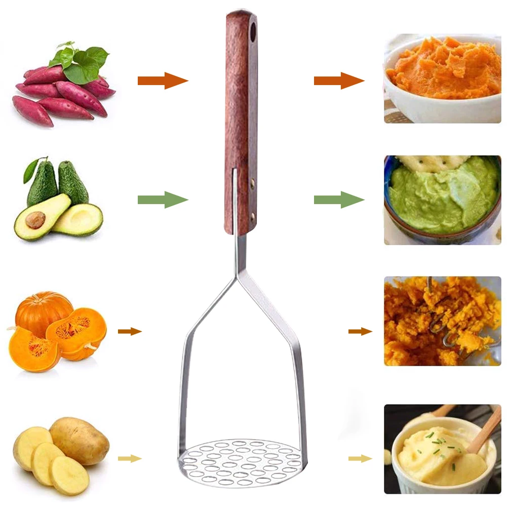 Heavy Duty Stainless Steel Potato Masher with Wooden Handle for Mashed Potato Creamy Mashed Potato Vegetable and Fruit
Heavy Duty Stainless Steel Potato Masher with Wooden Handle for Mashed Potato Creamy Mashed Potato Vegetable and Fruit