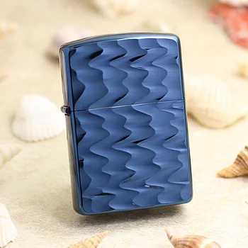 Genuine Zippo oil lighter copper windproof Blue titanium Water ripple cigarette Kerosene lighters With anti-counterfeiting code 
Genuine Zippo oil lighter copper windproof Blue titanium Water ripple cigarette Kerosene lighters With anti-counterfeiting code