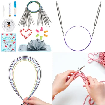 Stainless Steel Ring Rod Needle Accessory Set Sweater Stitch Set DIY Knitting Needles Set Weaving Needles Needlework Tools
Stainless Steel Ring Rod Needle Accessory Set Sweater Stitch Set DIY Knitting Needles Set Weaving Needles Needlework Tools