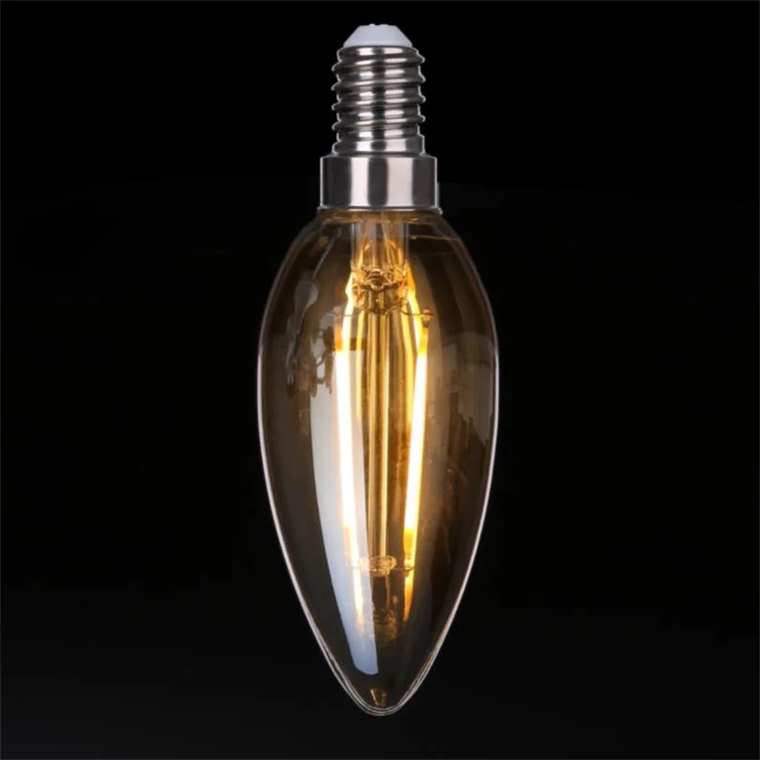 

YANG MIN Free Shipping Factory Direct sales warm white Color E14 4W amber C35 LED Filament Candle Bulb