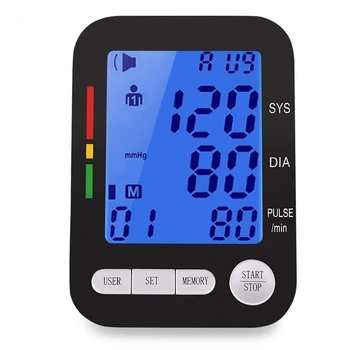 USB Automatic LCD HD Digital Arm Blood Pressure Monitor English Sphygmomanometer for Measuring Arterial Pressure Medical
