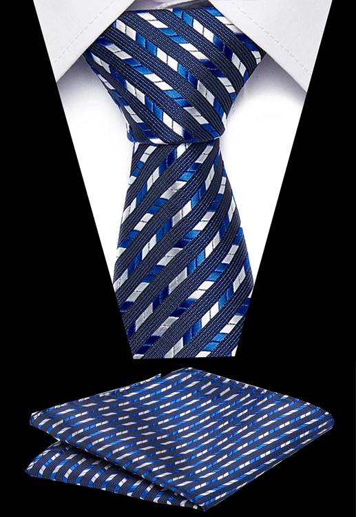 New 100% Silk Classic Tie Men's 7.5cm Blue Striped Necktie Handkerchief Wedding Tie Hanky Sets
New 100% Silk Classic Tie Men's 7.5cm Blue Striped Necktie Handkerchief Wedding Tie Hanky Sets