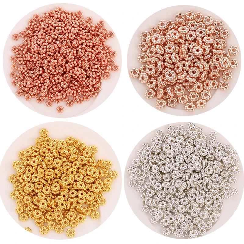 

500pcs/lot Snowflake Spacer Beads Wheel Bead 4/5/6mm Plastic CCB Bead Charms for Jewelry Making DIY Bracelet Necklaces Findings