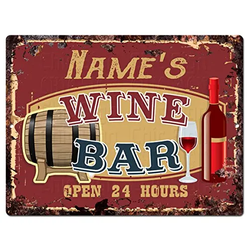 ANY NAME'S WINE BAR Custom Personalized Tin Chic Sign Rustic Vintage style Retro Kitchen Bar Pub Coffee Shop Decor 8"x 12" Metal
ANY NAME'S WINE BAR Custom Personalized Tin Chic Sign Rustic Vintage style Retro Kitchen Bar Pub Coffee Shop Decor 8"x 12" Metal