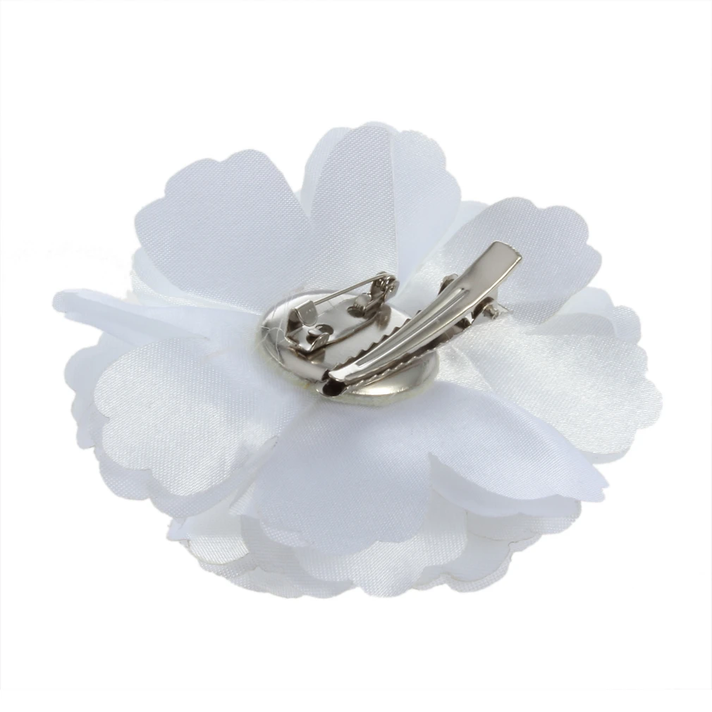 Multi-color use Woman Lady Satin Peony Flower Hair Clip Brooch Breastpin Artificial Flower For Wedding Decoration DIY Wreath