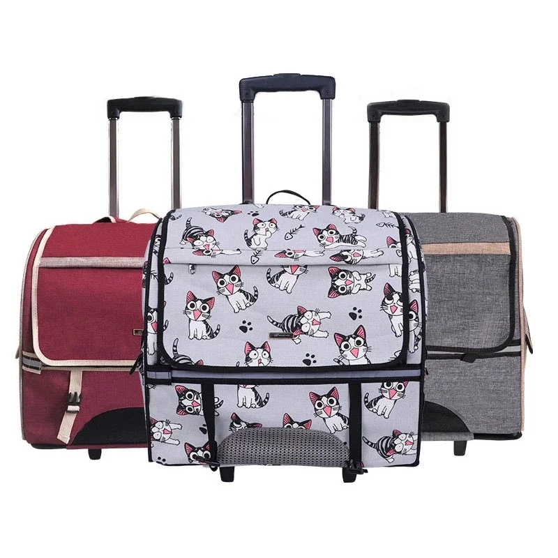 

Pet Trolley Case Dog Cat Backpack Go Out Portable Travel Bag Carrier Accessories Transportation