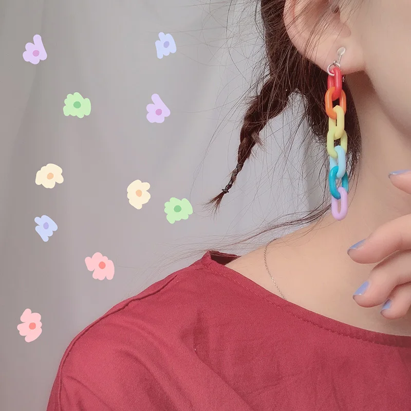 HZ 2019 New Personality Rainbow Color Acetic Acid Plate Geometric Chain Metal Long Drop Earrings for Women Girls Party
HZ 2019 New Personality Rainbow Color Acetic Acid Plate Geometric Chain Metal Long Drop Earrings for Women Girls Party