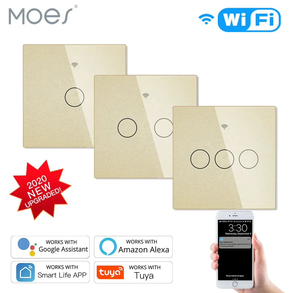 NEW Upgraded WiFi Smart RF433 Touch Switch 2/3 Way Smart Life/Tuya App Control,Alexa Google Home Voice Control EU 1/2/3 Gang
NEW Upgraded WiFi Smart RF433 Touch Switch 2/3 Way Smart Life/Tuya App Control,Alexa Google Home Voice Control EU 1/2/3 Gang